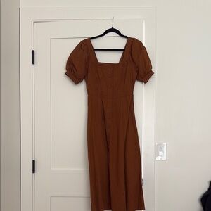 Madewell Brown Button-Down Midi Dress